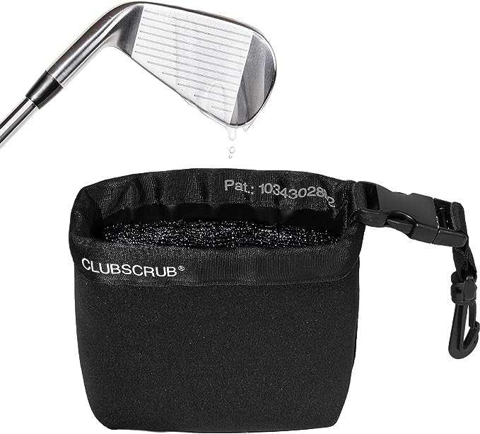 Club Scrub Golf Club and Golf Ball Cleaning Bag, Waterproof Clean Face Technology Liner, Detachable Clip, Machine Washable, Cleans Club Grooves, Dry Exterior (Neoprene or Microfiber Option Available)
