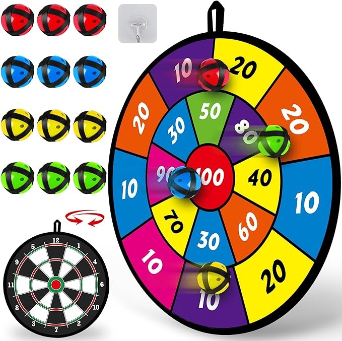Dart Board for Kids, Kids Dart Board with Sticky Balls, Boys Toys, Indoor Sport Outdoor Family Fun Party Favor Board Game Toys Birthday Gifts for 3 4 5 6 7 8 9 10 11 12 Year Old boy Kids and Girls