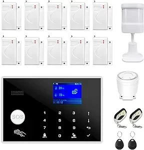 WiFi and GSM 17-Piece kit, Wireless Home Security Alarm System, Door/Window Sensor Entry Sensors (x10) with Smart Life and Tuya App Alert, 24/7 Monitoring Works with Google Assistant and Alexa