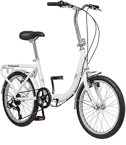 Schwinn Loop Adult Folding Bike, Men and Women, 20-inch Wheels, 7-Speed Drivetrain, Rear Cargo Rack, Carrying Bag Included for Storage