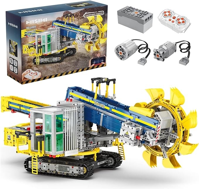 MISINI M2217 Bucket Wheel Excavator Building Kit, 3188 Pieces MOC RC Excavator Building Blocks Set, Large Construction Machinery Bricks Toys Set for Adults