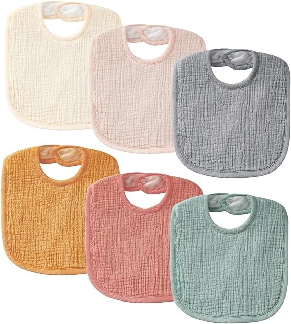POIKSHARK Muslin Baby Bibs for Unisex Boys Girls, Soft Cotton Baby Drool Bibs, Drooling and Teething Bibs for Infant, Newborn