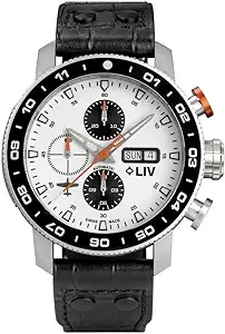 LIV P-51 Titanium 46MM Swiss Automatic Day-Date Chrono Men's Watch - Unidirectional Ceramic Bezel- High-Grade Titanium Case - Sapphire